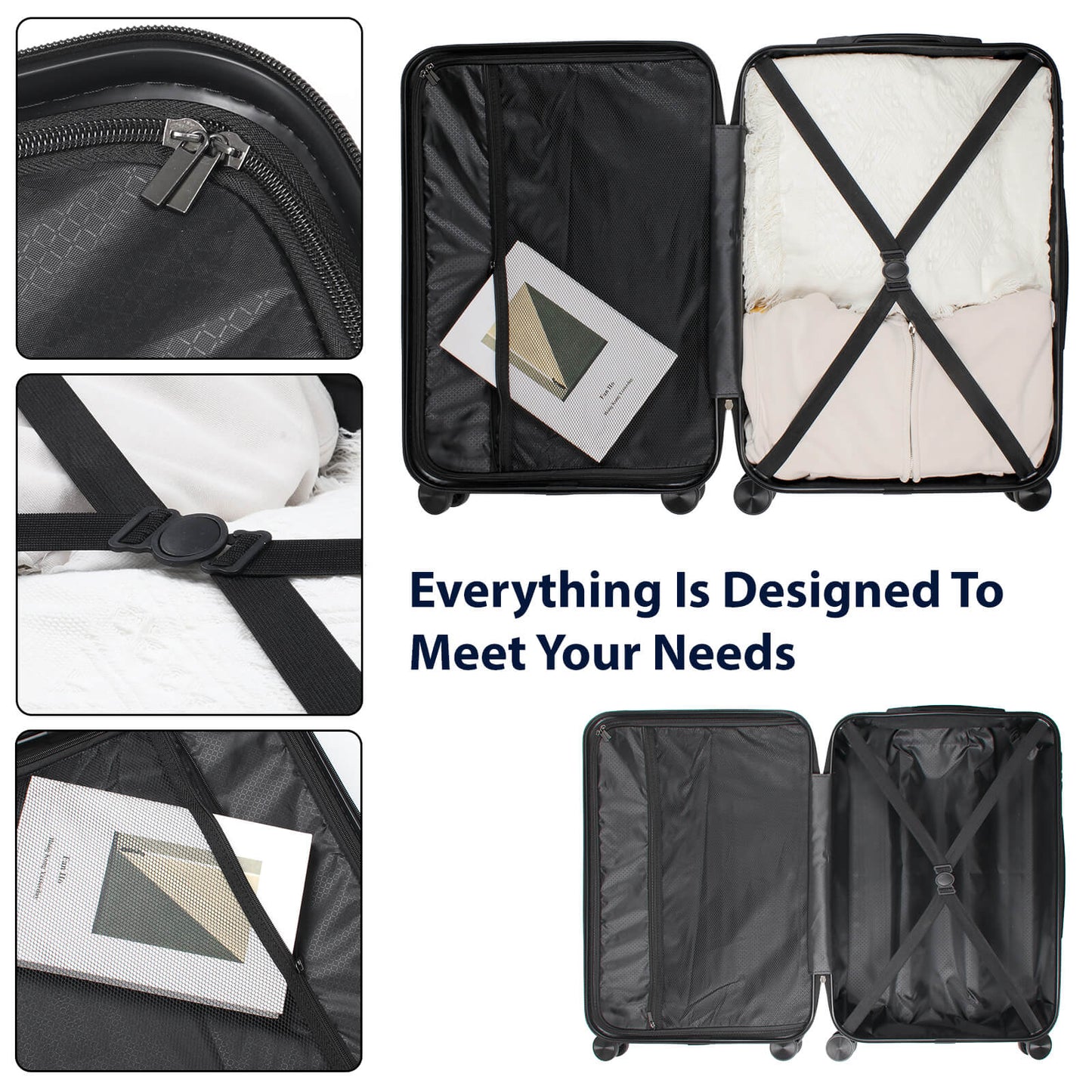 Luggage 3pcs -Model S301 28“24“20” Black suitcase