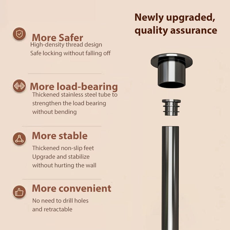 Closet Rods For Hanging Clothes, Thickened Diameter Heavy Duty Closet Rod Adjustable Clothes Hanging Rod Matte Black Closet Poles For Wardrobes, Bathroom, Windows, Various Sizes Available - skytreesports
