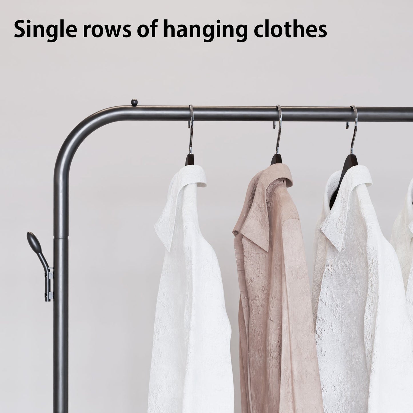 Single And Double Rods Garment Rack, Clothing Rack for Hanging Clothes, 2 And 4 Hooks, Multi - functional Bedroom Clothes Rack, Black - skytreesports