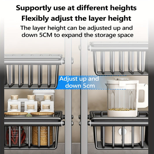 2 Tier Under Sink Shelf with Removable Baskets and Removable Panels for Cabinet Sink Cloakroom Wardrobe Closet Storage - skytreesports
