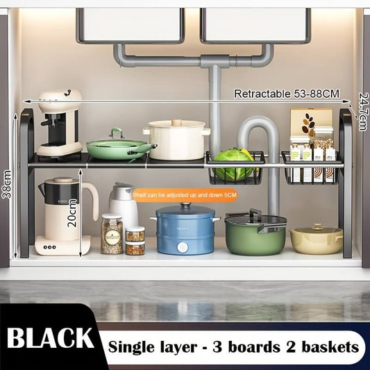 2-Tier Under Sink Shelf with Removable Baskets & Panels - Model 3B2L