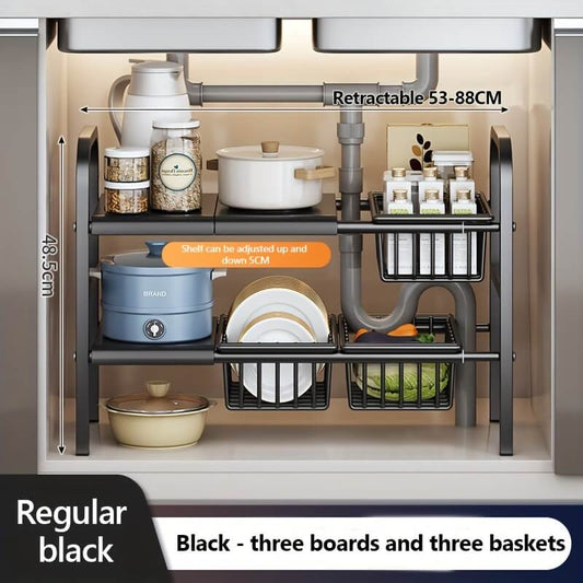 2-Tier Under Sink Shelf with Removable Baskets & Panels - Model 3B3L