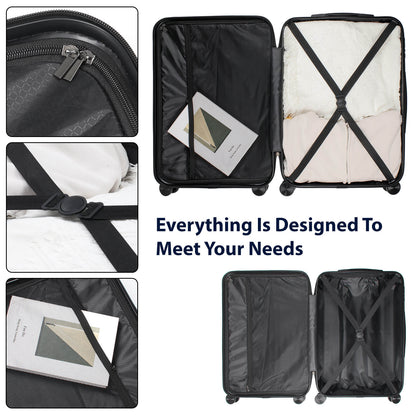 Luggage 3pcs -Model S301  28“24“20” Black suitcase