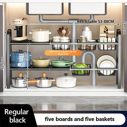 2-Tier Under Sink Shelf with Removable Baskets & Panels - Model 5B5L
