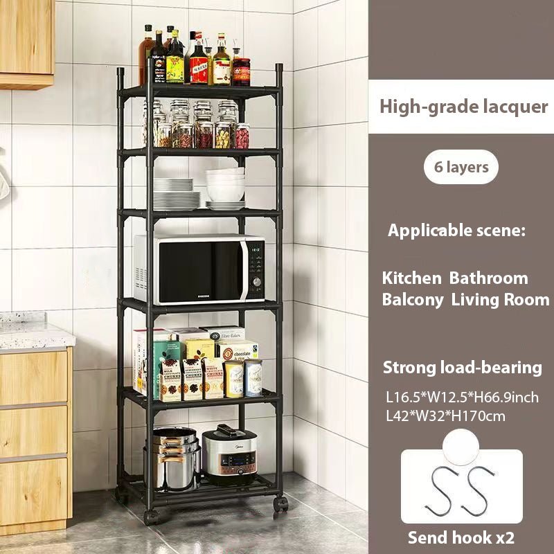 6 - Tier Kitchen Storage Shelves, Adjustable Metal Shelves for Storage Pantry Shelves with Rolling Wheels, Storage Rack Shelving Unit Organizer for Bedroom Laundry Closet - skytreesports