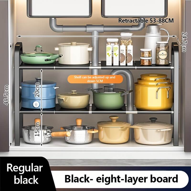 2-Tier Under Sink Shelf with Removable Baskets & Panels - Model 8B