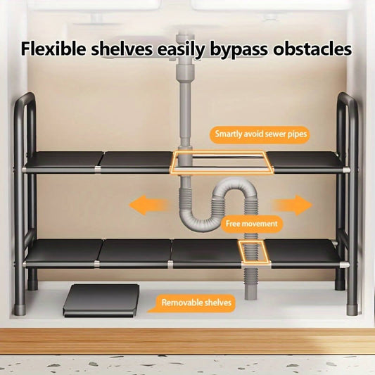 2-Tier Under Sink Shelf with Removable Baskets & Panels - Model 10B