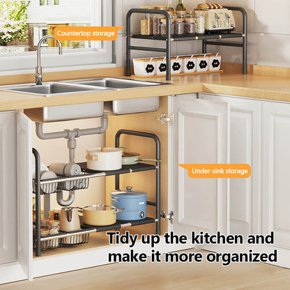 2-Tier Under Sink Shelf with Removable Baskets & Panels - Model 3B2L