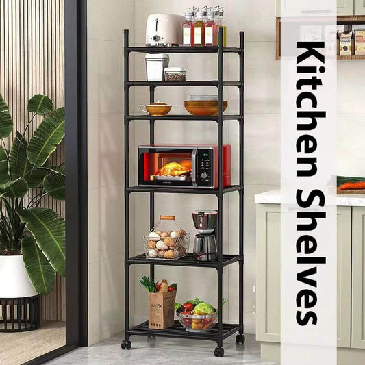 6-Tier Kitchen Storage Shelves(Black)