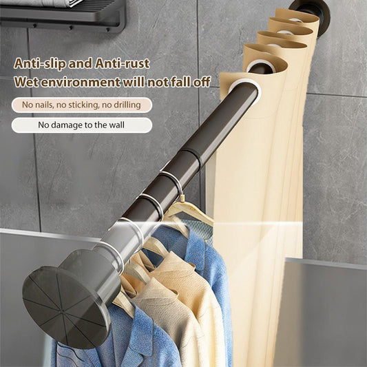 Closet Rods For Hanging Clothes, Thickened Diameter Heavy Duty Closet Rod Adjustable Clothes Hanging Rod Matte Black Closet Poles For Wardrobes, Bathroom, Windows, Various Sizes Available - skytreesports