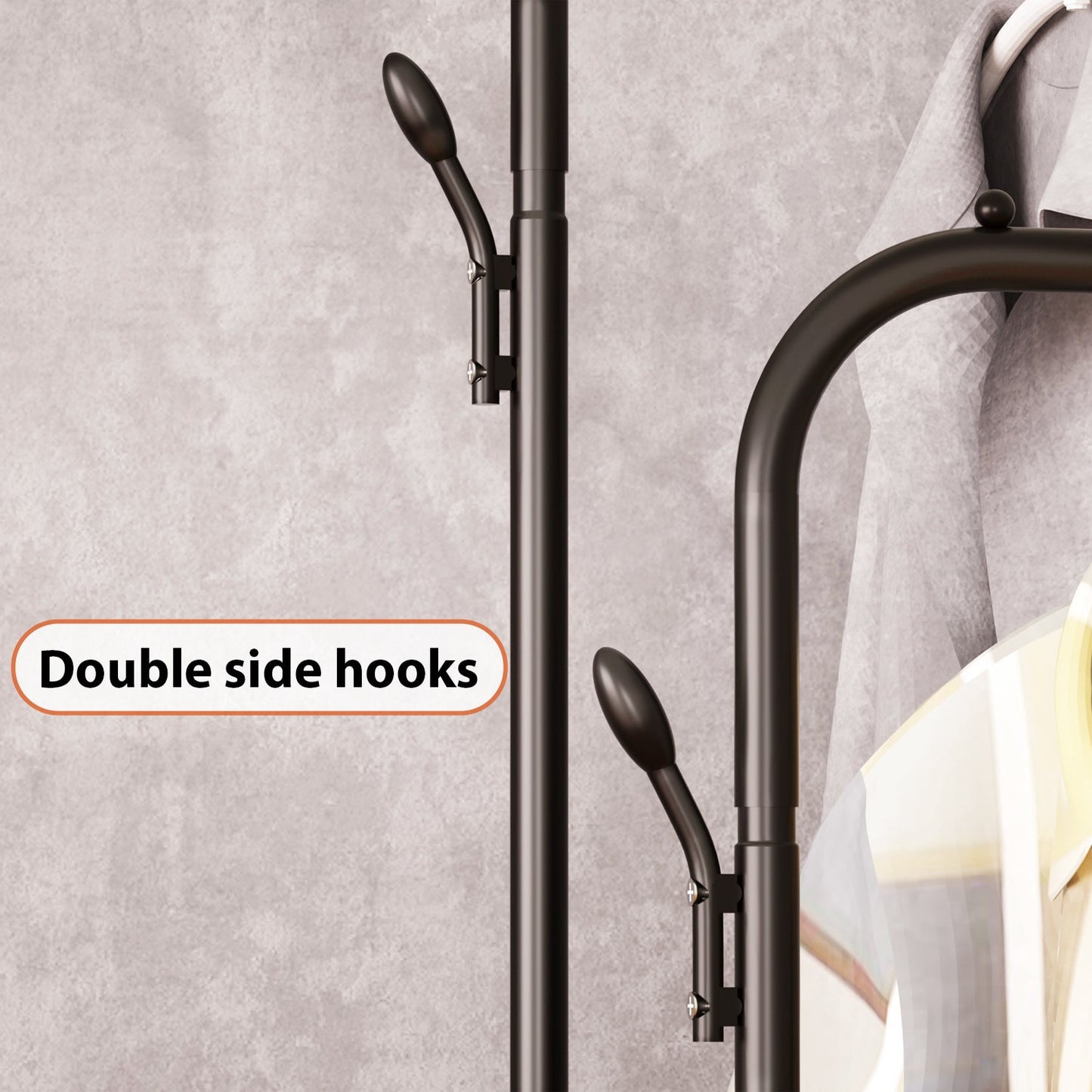 Clothes Rack Metal Clothing Rack with Bottom Shelf Garment Rack for Hanging Clothes Shirts Jeans, Multi - functional Bedroom Clothes Rack，Black+Double - skytreesports