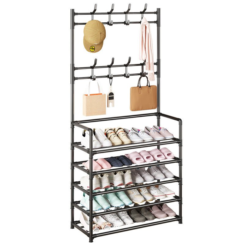 Coat Rack Shoe Rack With Storage Shelf Freestanding with 8 Hooks for Entryway Bedroom Closet 4 Tier and 5 Tier, Black - skytreesports