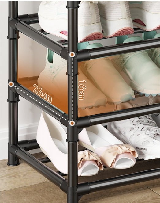Coat Rack Shoe Rack With Storage Shelf Freestanding with 8 Hooks for Entryway Bedroom Closet 4 Tier and 5 Tier, Black - skytreesports