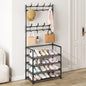 Coat Rack Shoe Rack With Storage Shelf Freestanding with 8 Hooks for Entryway Bedroom Closet 4 Tier and 5 Tier, Black - skytreesports