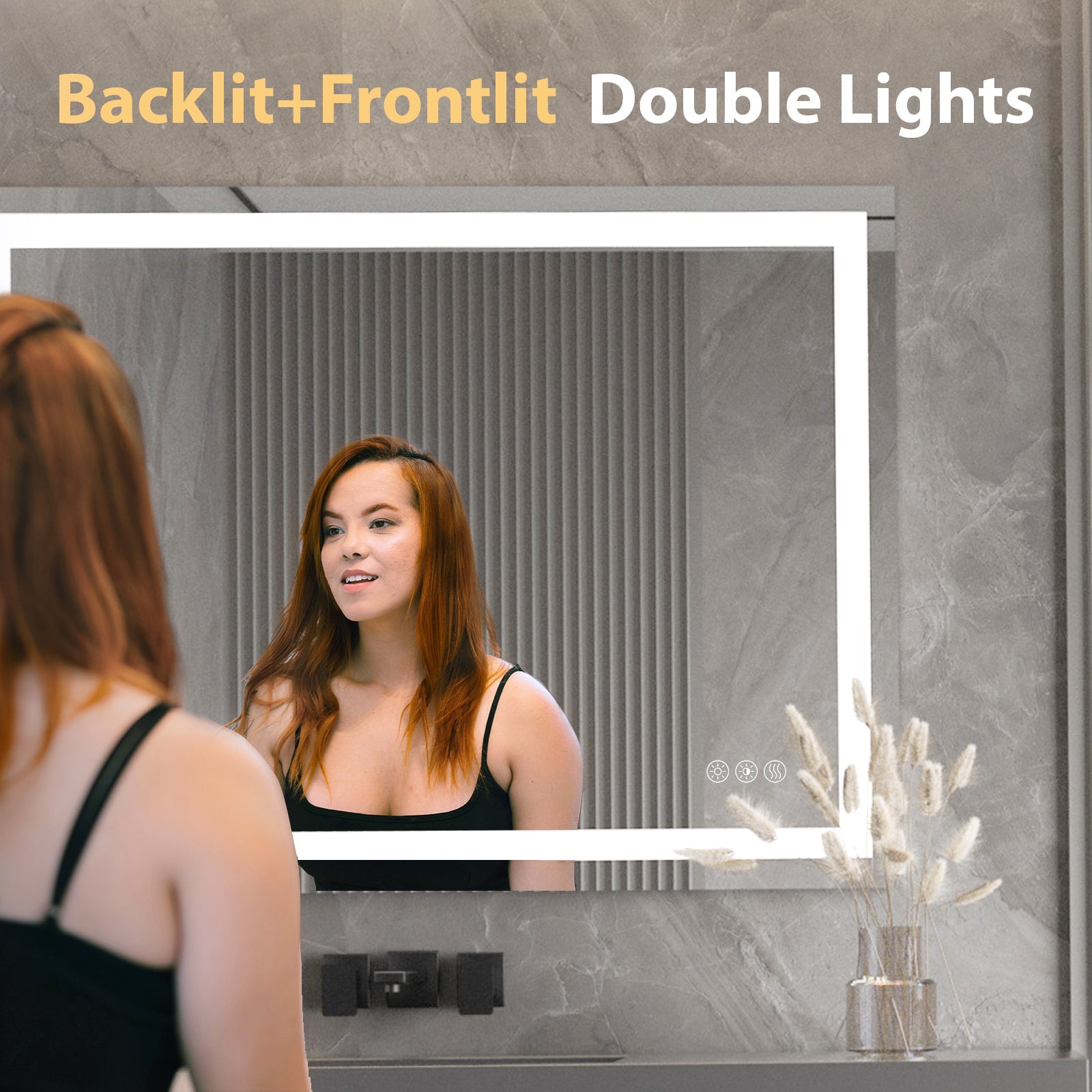 LED Bathroom Mirror With Lights, 48×36 Inch, Wall Vanity LED Mirror Tempered Glass Stepless Dimmable, Double Front And Back Light, Anti - Fog, Memory Smart Mirror For Bathroom - skytreesports
