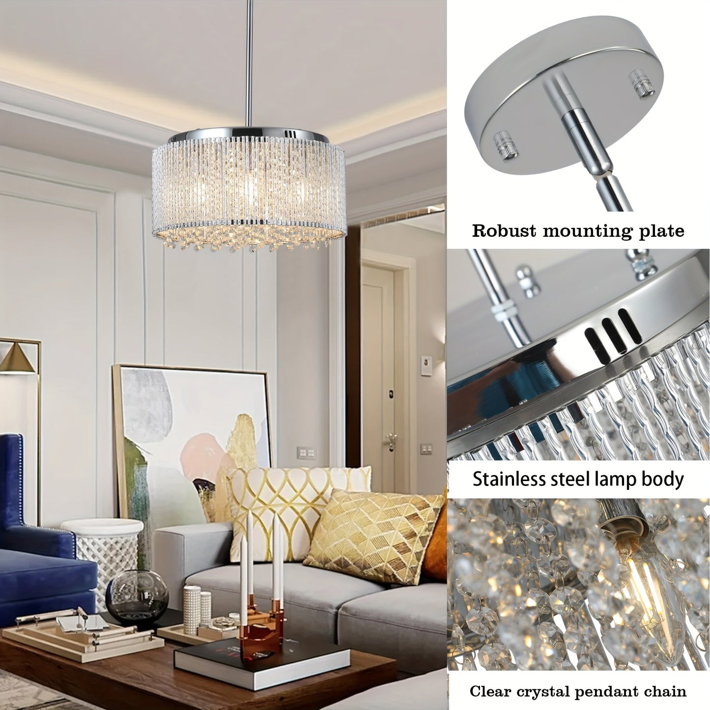 Modern Crystal Chandelier for Living - Room Round Cristal Lamp Luxury Home Decor Light Fixture - skytreesports