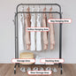 Single And Double Rods Garment Rack, Clothing Rack for Hanging Clothes, 2 And 4 Hooks, Multi - functional Bedroom Clothes Rack, Black - skytreesports